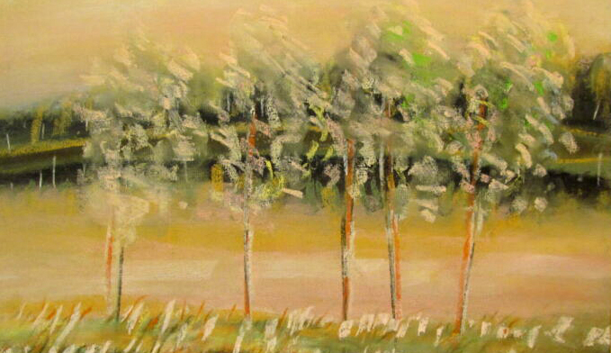 Kevadine maastik Pühajärvega 2 , 2006, pastell, 40x60, Müügis 200 €