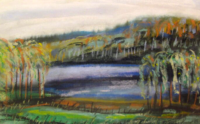 Sügismaastik Pühajärvega 2006, pastell 40x60 , Müügis 200€