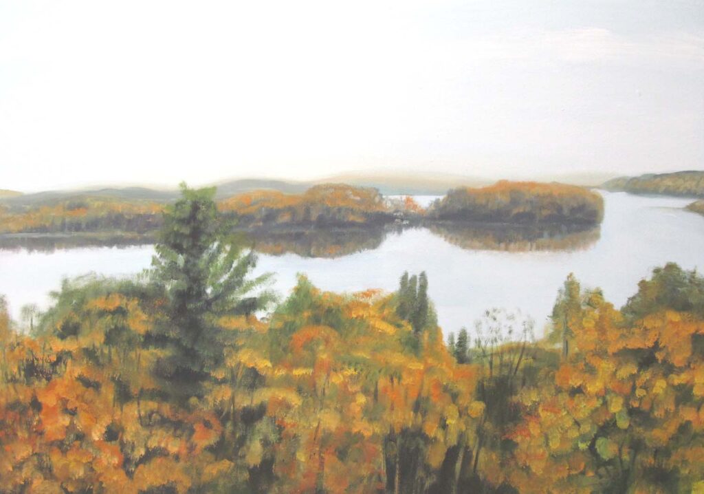 Sügismaastik Pühajärvega  Õli 93x69 Papp 2015 Erakogus