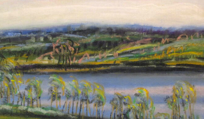 Sügismaastik Pühajärvega 2006, pastell 40x60, Müügis 200 €