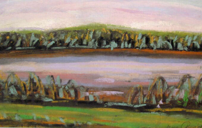 Suvine maastik Pühajärvega 2006, pastell, 40x60, Müügis 200 €