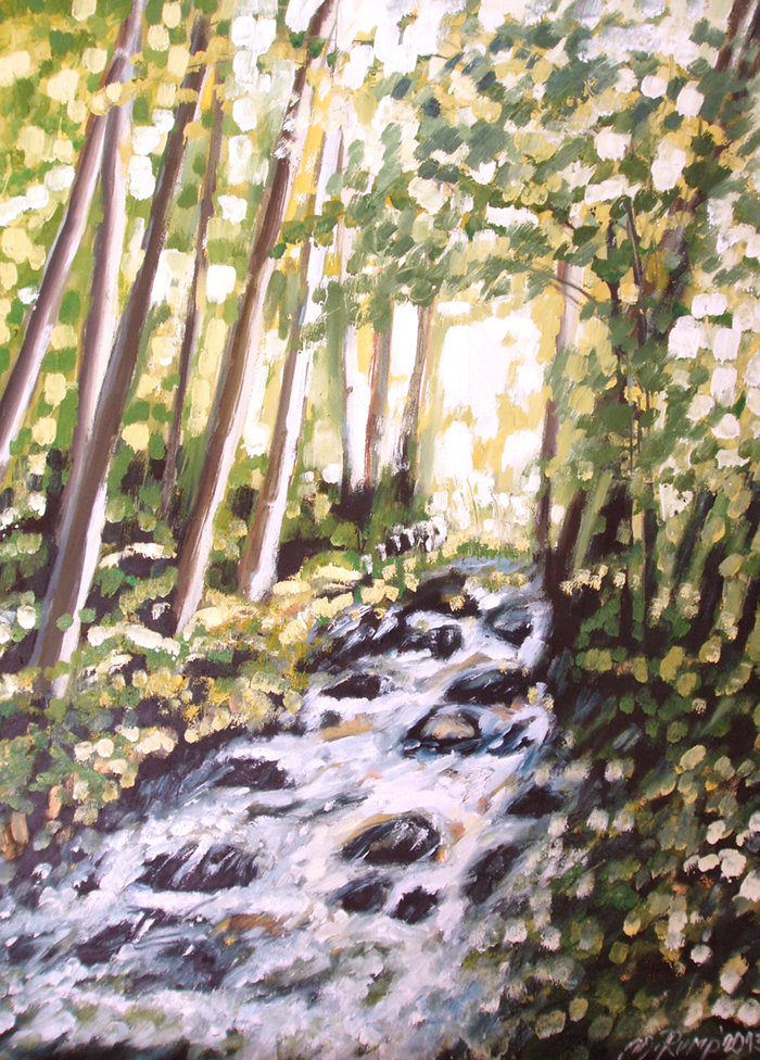 Kevadine metsaoja 2013 Õli 69x93 Papp. Erakogus
