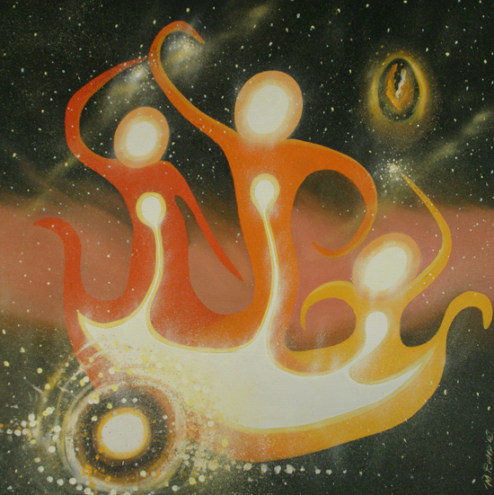 Kolmekesi Ühes paadis 2003 Giclee-graafika 100x100 Lõuend alusraamil, Müügis 700 €