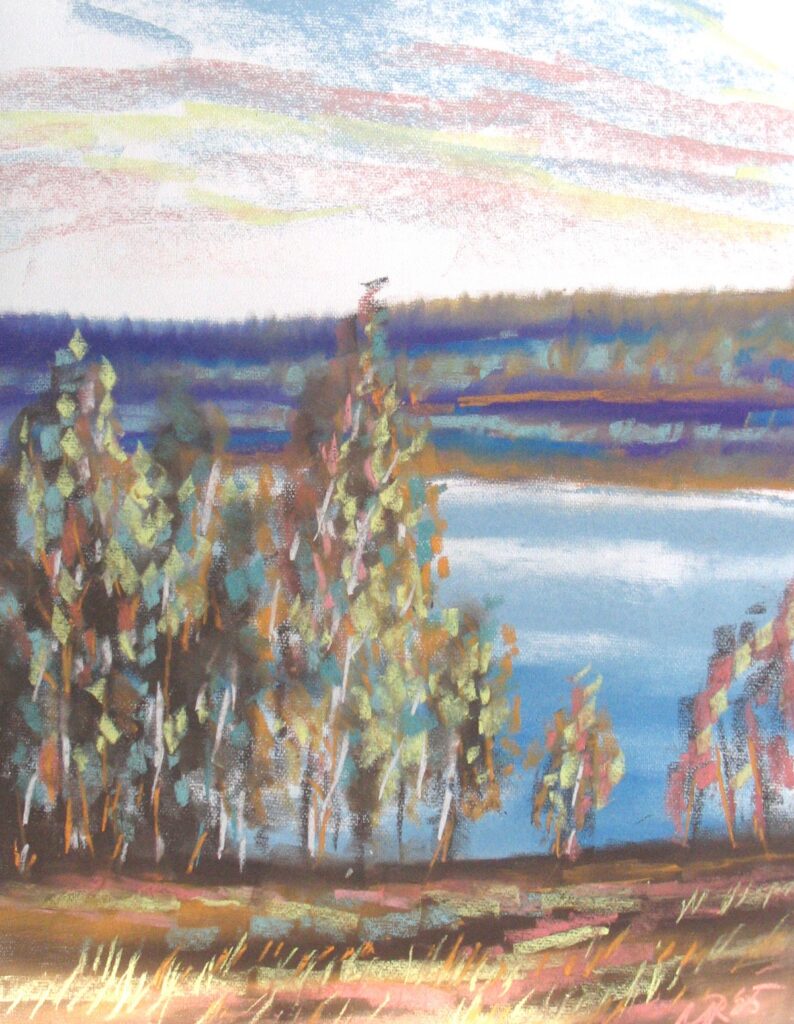 Sügismaastik Pühajärvega 2006 Pastell, raamitud 50x65 Müügis 300 €