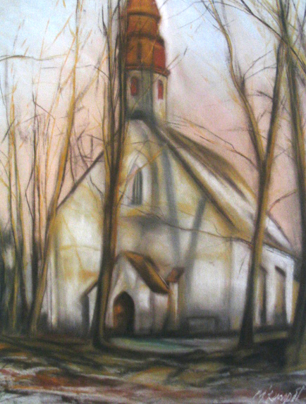 Palamuse kirik 1999 Pastell 50x65 Palamuse muuseumi erakogus