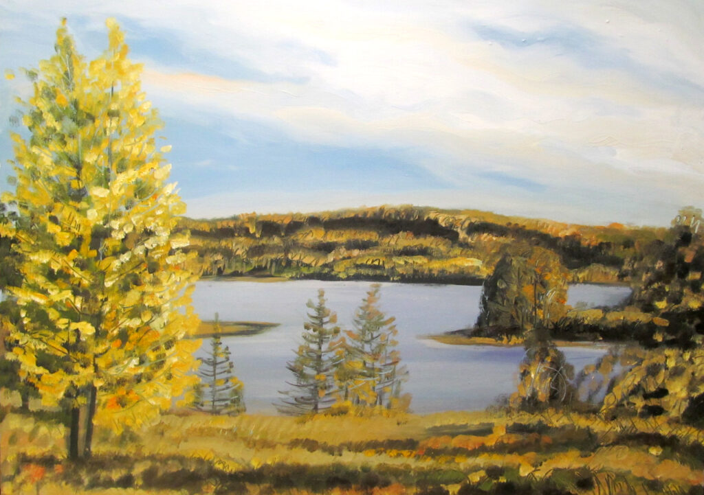 Sügismaastik Pühajärvega 2013 Õli. Erakogus