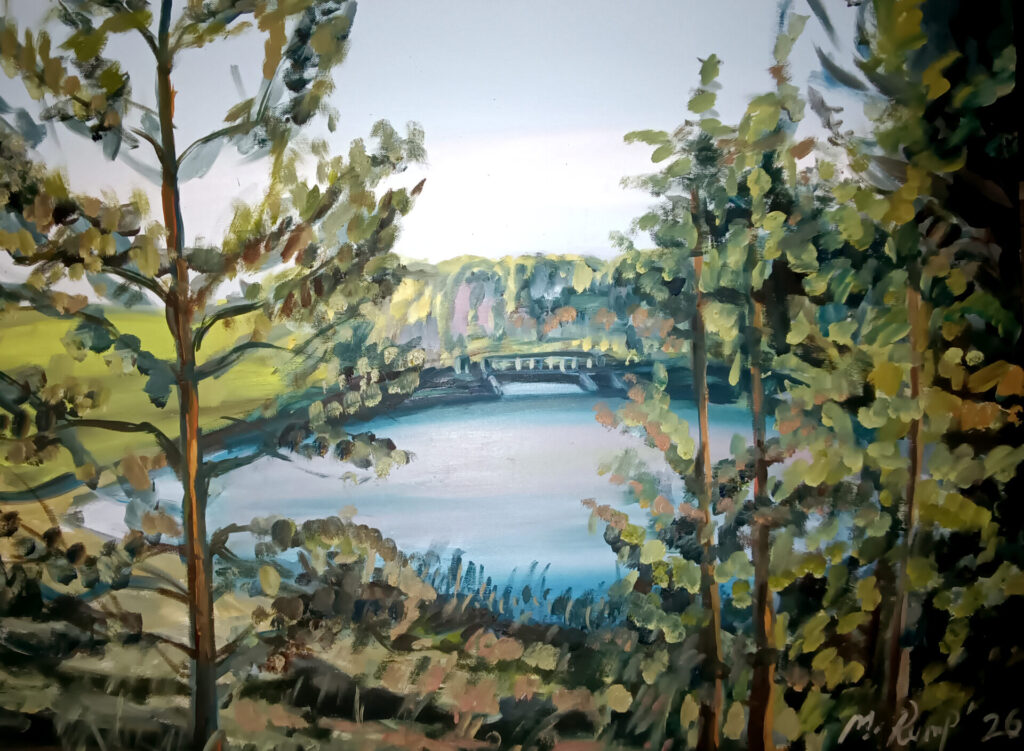Sügisene Pikkjärv Elvas 2025, õli, 50x80, Müügis 400 €