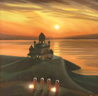 Rohelise kalju klooster 1996 Giclee-graafika lõuendil 100x100 Müügis 700 €